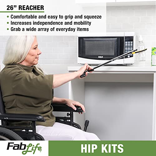 FabLife-86-0074 Multiple Tool Hip Kit Daily Living Aid for Hip, Knee, and Back Rehabilitation, Including: 26" Reacher, Contoured Sponge, Formed Sock Aid, 18" Plastic Shoehorn and 24" Dressing Stick from Fabrication Enterprises
