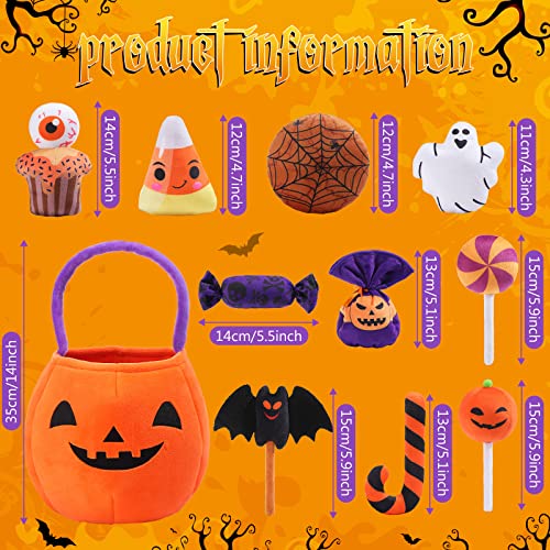 11 Pcs My First Halloween Pumpkin Set Halloween Plush Toys Stuffed Pumpkin Plush Ghost Candy Corn Bat Pumpkin Baskets Halloween with Handles for Halloween Party Decoration Gift Bag by HyDren