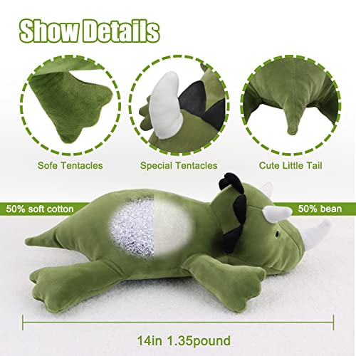 Dinosaur Weighted Stuffed Animals for Anxiety and Stress Relief, Filling with Beans and PP Cotton 1.3 LB - 14 Inch Dinosaur Plush with Adorable (Green, Medium) from Securitoday