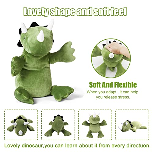 Dinosaur Weighted Stuffed Animals for Anxiety and Stress Relief, Filling with Beans and PP Cotton 1.3 LB - 14 Inch Dinosaur Plush with Adorable (Green, Medium) from Securitoday