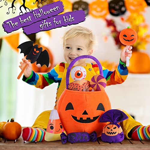 11 Pcs My First Halloween Pumpkin Set Halloween Plush Toys Stuffed Pumpkin Plush Ghost Candy Corn Bat Pumpkin Baskets Halloween with Handles for Halloween Party Decoration Gift Bag by HyDren