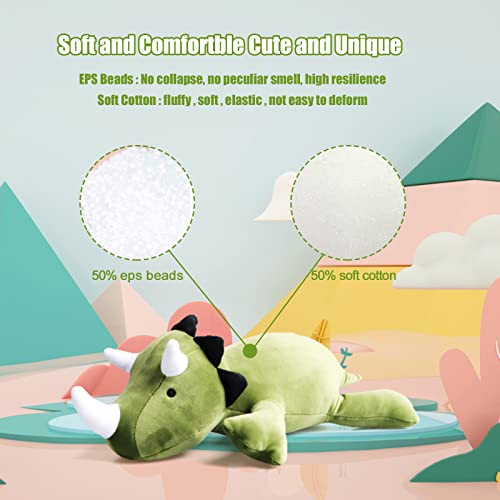 Dinosaur Weighted Stuffed Animals for Anxiety and Stress Relief, Filling with Beans and PP Cotton 1.3 LB - 14 Inch Dinosaur Plush with Adorable (Green, Medium) from Securitoday