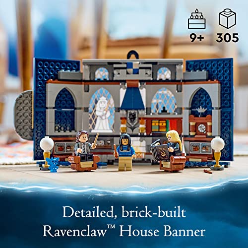 LEGO Harry Potter Ravenclaw House Banner 76411, Hogwarts Castle Common Room Toy or Wall Display with Luna Lovegood Minifigure, Collectible Travel Toys from LEGO