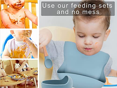 o'doe Baby Led Weaning Feeding Supplies for Toddlers, Baby Feeding Set 17 Pcs | Suction Silicone Baby Bowl Self Eating with Fruit Feeder, Cup, Bibs, Food Plate Kit with Lid | Grey V2 from o'doe