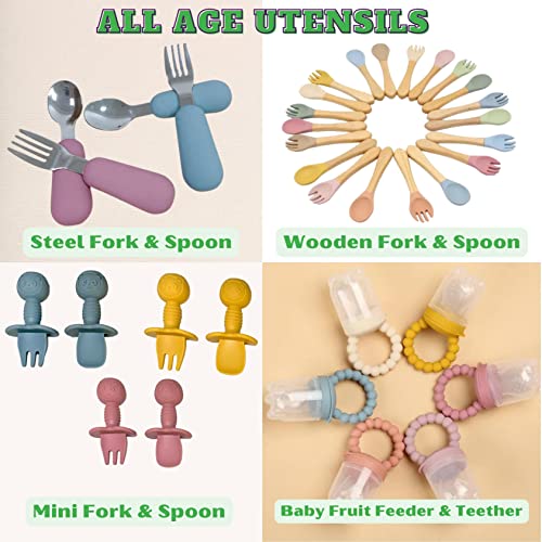 o'doe Baby Led Weaning Feeding Supplies for Toddlers, Baby Feeding Set 17 Pcs | Suction Silicone Baby Bowl Self Eating with Fruit Feeder, Cup, Bibs, Food Plate Kit with Lid | Rose Pink V2 from o'doe