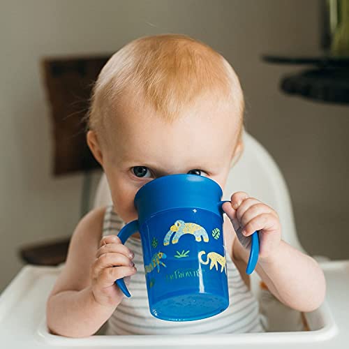 Dr. Brown's Soft-Tip Toddler Feeding Spoons, 6 Pack, No-Slip Suction Bowl, 2 Pack and Milestonesâ¢ Cheers360â¢ Training Sippy Cup with Handles, Blue Animal, 7oz, 6m+ by Dr. Brown's