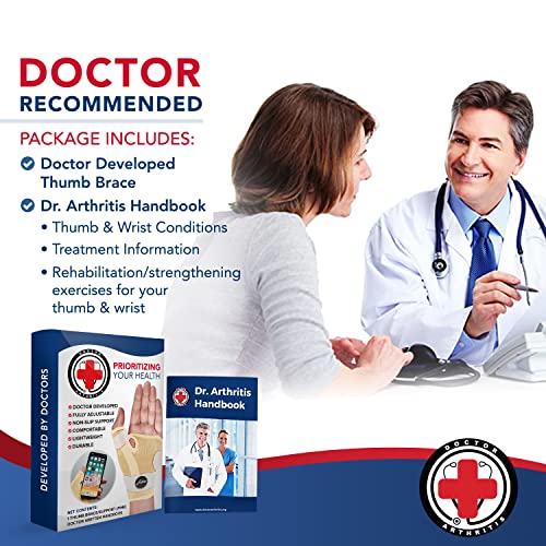 Doctor Developed Thumb Brace / Thumb splint / Thumb spica splint / Thumb Stabilizer for Men and Women -Registered Class I Medical Device & Doctor Written Handbook - For right and left hand, arthritis pain and support, tendonitis, cmc, de quervains (Nude,P