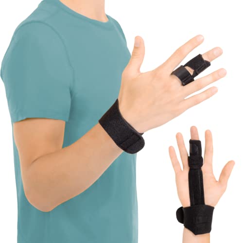 BraceAbility Finger Splint - Adjustable Support Guard for Jammed or Broken Knuckle Treatment, Medical-Grade Aluminum Immobilizer to Straighten Trigger Finger, Arthritis Pain Relief Brace (Universal) from BraceAbility