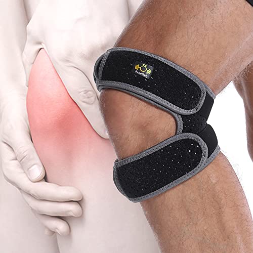 Patellar Tendon Support Strap â Universal Size Knee Stabilizer for Knee Support â Upgraded Gluing Hook with Longer Upper String Patella Knee Strap â Non-Slip Silicone Buttons Knee Wrap by PazleGee