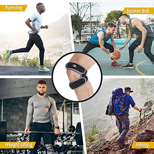 Patellar Tendon Support Strap â Universal Size Knee Stabilizer for Knee Support â Upgraded Gluing Hook with Longer Upper String Patella Knee Strap â Non-Slip Silicone Buttons Knee Wrap by PazleGee