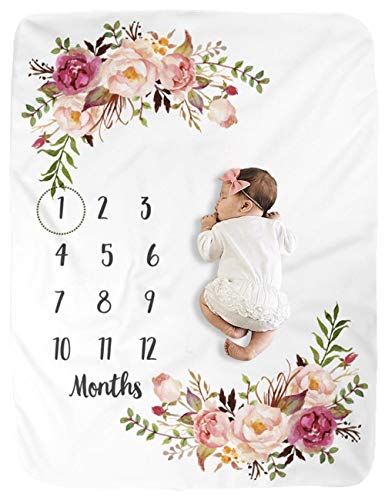 BUTTZO Milestone Blanket/Baby Milestone Blanket Girl Boy/Large Baby Blankets for Girls and Boys Newborn Photography Premium Fleece Baby Monthly Blanket Shower Gifts from BUTTZO