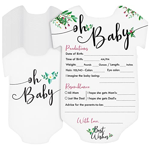 Baby Shower Predictions and Advice Cards, 50 Pack, Floral Design, 5 x 7 in by 
