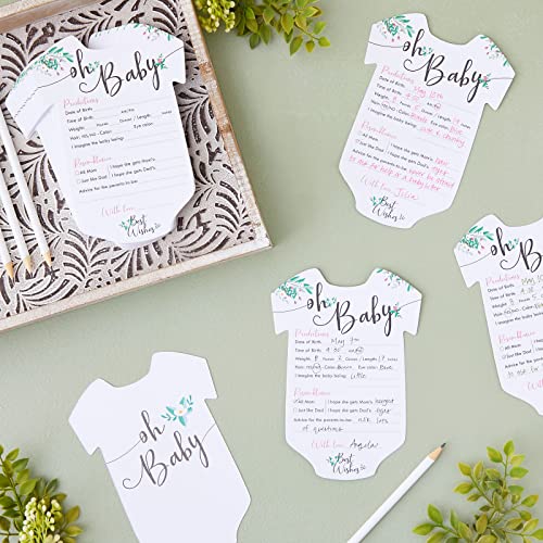 Baby Shower Predictions and Advice Cards, 50 Pack, Floral Design, 5 x 7 in by 