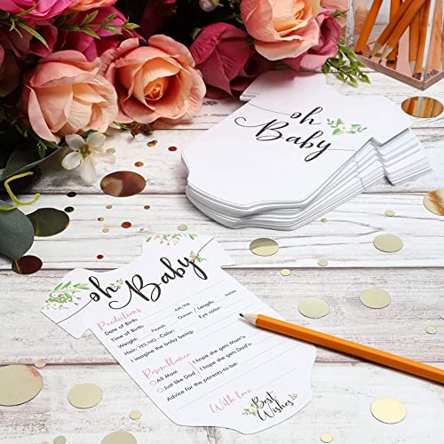 Baby Shower Predictions and Advice Cards, 50 Pack, Floral Design, 5 x 7 in by 