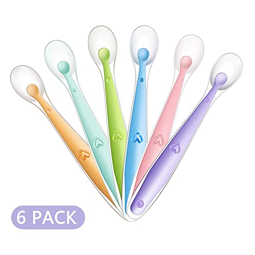 PandaEar Baby Silicone Soft Spoons| Training Feeding for Kids Toddlers Children and Infants| BPA Free 6 Pack| Great Gift Set |Gum-Friendly First Stage from PandaEar