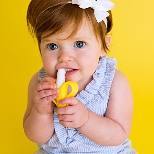 Baby Banana Yellow Banana Infant Toothbrush, Easy to Hold, Made in the USA, Train Infants Babies and Toddlers for Oral Hygiene, Teether Effect for Sore Gums, 4.33" x 0.39" x 7.87" from Baby Banana