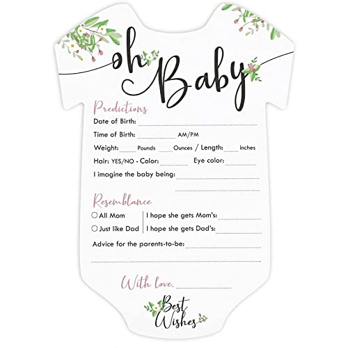Baby Shower Predictions and Advice Cards, 50 Pack, Floral Design, 5 x 7 in by 