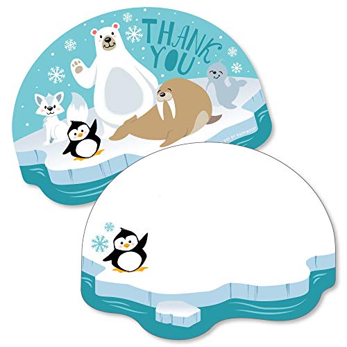 Big Dot of Happiness Arctic Polar Animals - Shaped Thank You Cards - Winter Baby Shower or Birthday Party Thank You Note Cards with Envelopes - Set of 12 by Big Dot of Happiness, LLC