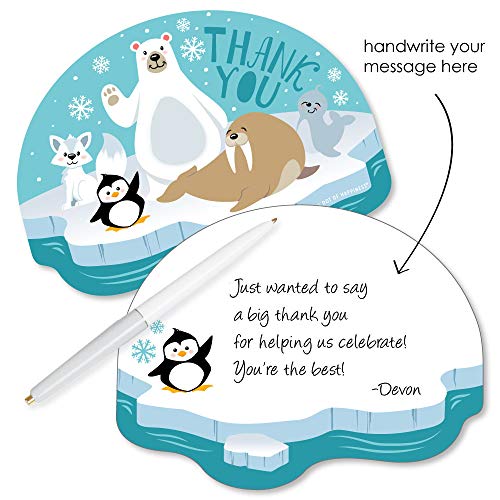 Big Dot of Happiness Arctic Polar Animals - Shaped Thank You Cards - Winter Baby Shower or Birthday Party Thank You Note Cards with Envelopes - Set of 12 by Big Dot of Happiness, LLC