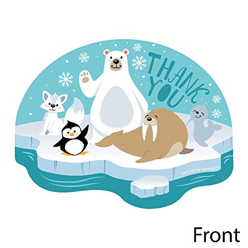 Big Dot of Happiness Arctic Polar Animals - Shaped Thank You Cards - Winter Baby Shower or Birthday Party Thank You Note Cards with Envelopes - Set of 12 by Big Dot of Happiness, LLC