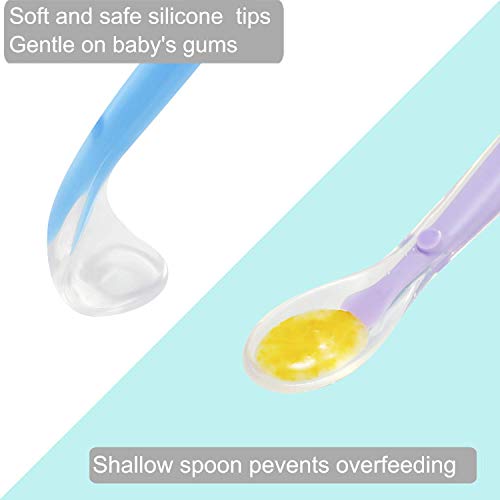 PandaEar Baby Silicone Soft Spoons| Training Feeding for Kids Toddlers Children and Infants| BPA Free 6 Pack| Great Gift Set |Gum-Friendly First Stage from PandaEar