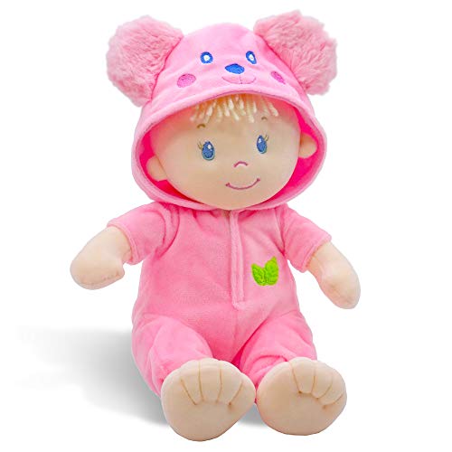 June Garden 12" Sweet Dolly Frida - Stuffed Ultra Soft Baby Bear Doll for Birth and Up - Removable Pink Outfit by June Garden