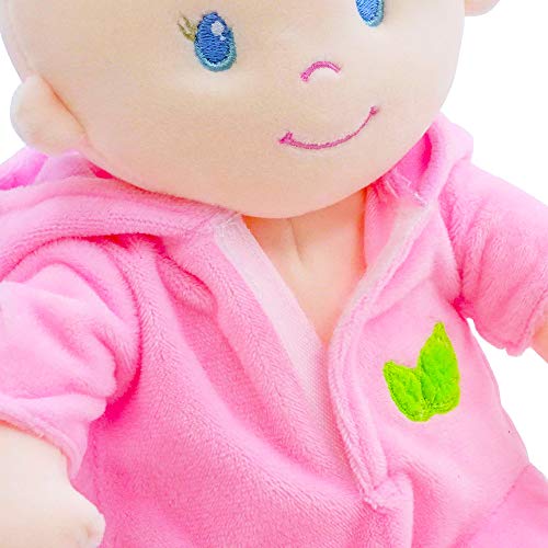 June Garden 12" Sweet Dolly Frida - Stuffed Ultra Soft Baby Bear Doll for Birth and Up - Removable Pink Outfit by June Garden