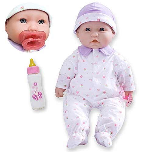 JC Toys - La Baby | Caucasian 16-inch Medium Soft Body Baby Doll | Washable | Removable Purple Outfit w/ Hat and Pacifier | for Children 12 Months + by JC Toys Group Inc.