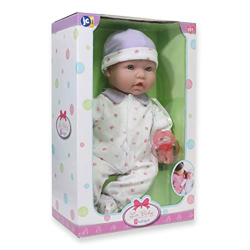 JC Toys - La Baby | Caucasian 16-inch Medium Soft Body Baby Doll | Washable | Removable Purple Outfit w/ Hat and Pacifier | for Children 12 Months + by JC Toys Group Inc.