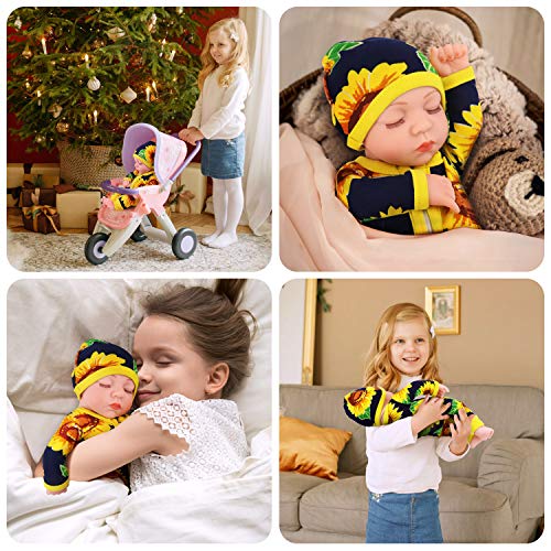Ecore Fun 10 Inch Newborn Reborn Baby Doll and Clothes Set Washable Realistic Silicone Baby Dolls with Cute Sunflower Jumpsuit Clothes-Best Gift for Kids Girls from Ecore Fun