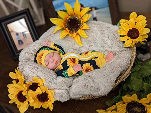 Ecore Fun 10 Inch Newborn Reborn Baby Doll and Clothes Set Washable Realistic Silicone Baby Dolls with Cute Sunflower Jumpsuit Clothes-Best Gift for Kids Girls from Ecore Fun