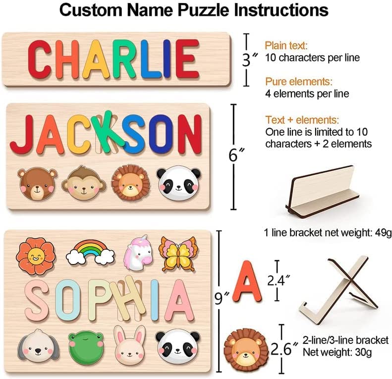 KAAYEE Personalized Name Puzzle for Kids Name Puzzle for Kids Custom Puzzles for Toddlers Personalized Name Puzzles for Babies Personalized Baby Gift Educational Wooden Puzzle from KAAYEE