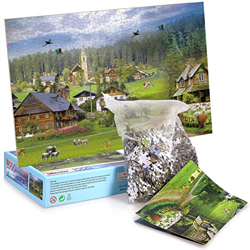 UBeesize Jigsaw Puzzles for Adults 1000 Piece- Sunset Farm Interactive Jigsaw Puzzle Game for Family Parent-Child Friend Kids Puzzle Toy Birthday Gift Home Decor by UBeesize