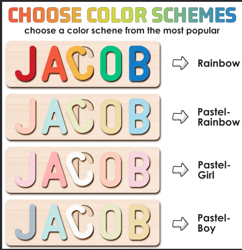 KAAYEE Personalized Name Puzzle for Kids Name Puzzle for Kids Custom Puzzles for Toddlers Personalized Name Puzzles for Babies Personalized Baby Gift Educational Wooden Puzzle from KAAYEE