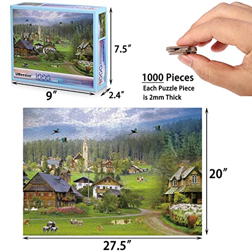 UBeesize Jigsaw Puzzles for Adults 1000 Piece- Sunset Farm Interactive Jigsaw Puzzle Game for Family Parent-Child Friend Kids Puzzle Toy Birthday Gift Home Decor by UBeesize