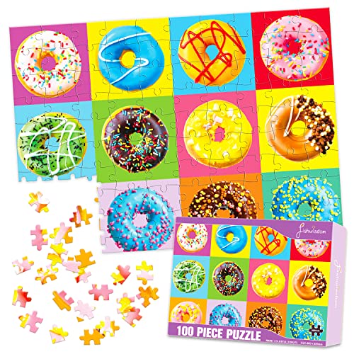 fishwisdom 100 Piece Donuts Jigsaw Puzzle for Kids Teens Age 4-8 Gift Family Time (Donuts) by fishwisdom