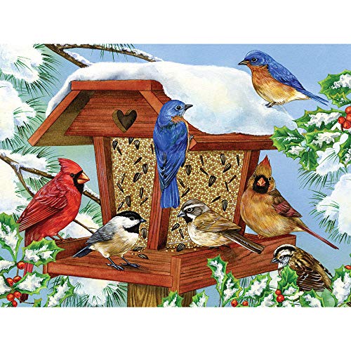 Bits and Pieces - 500 Piece Jigsaw Puzzle for Adults 18" x 24"Â  - Winter Birdfeeder - 500 pc Bird Tree Snow Feeder Jigsaw by Artist Greg Giordanoâ¦ from Melville Direct