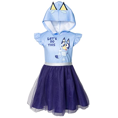 Bluey Toddler Girls Mesh Cosplay Short Sleeve Dress 4T Blue from Bentex Group, Inc.