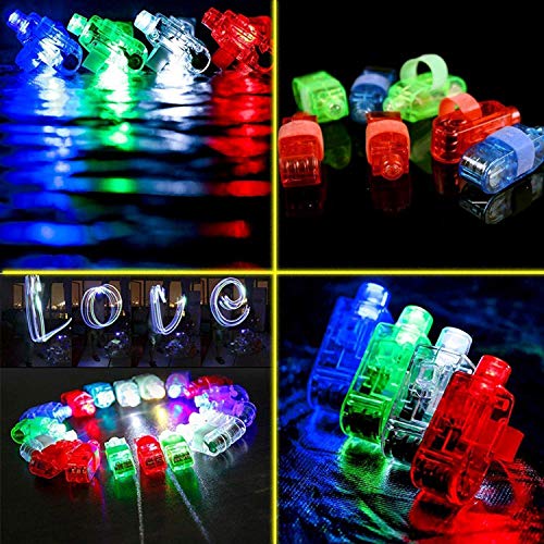 Mibote 67Pcs Led Light Up Toys Party Favors Glow in the Dark Party Supplies for Kid/Adults with 40 Finger Lights, 10 Jelly Rings, 5 Flashing Glasses, 4 Bracelets, 4 Fiber Optic Hair Lights and 4 Crystal Necklaces from MIBOTE