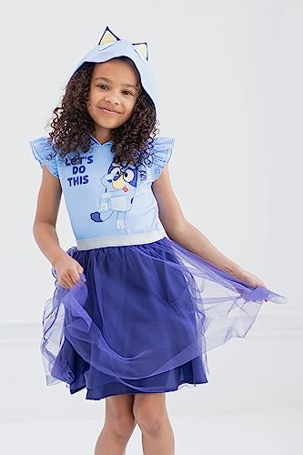 Bluey Toddler Girls Mesh Cosplay Short Sleeve Dress 4T Blue from Bentex Group, Inc.