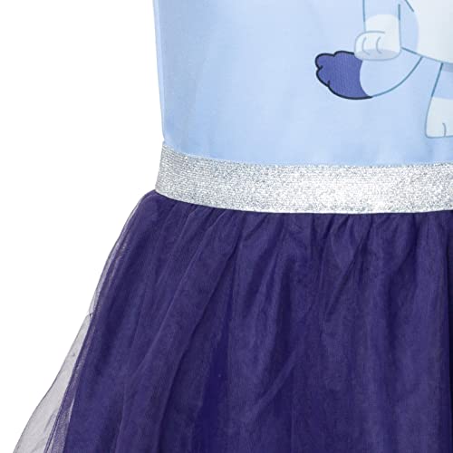 Bluey Toddler Girls Mesh Cosplay Short Sleeve Dress 4T Blue from Bentex Group, Inc.