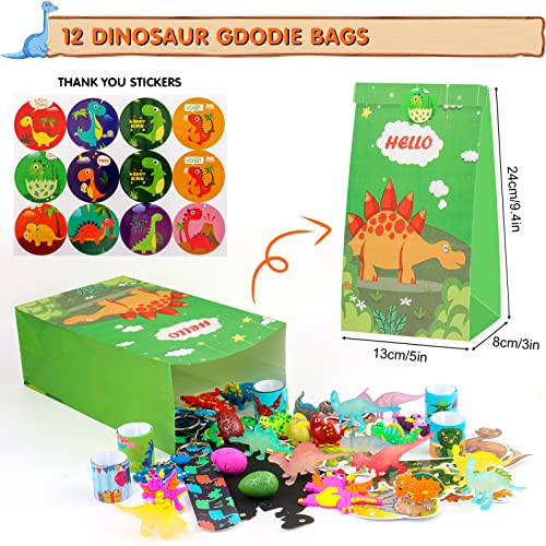 Dinosaur Party Favors, 134Pcs Dinosaur Birthday Party Supplies - Dino Gift Bags, Dinosaur Eggs, Glow In Dark Dinosaur Figures for Dinosaur Birthday Party, Prizes Pinata Fillers Goodie Bag Stuffers by Thesixowls