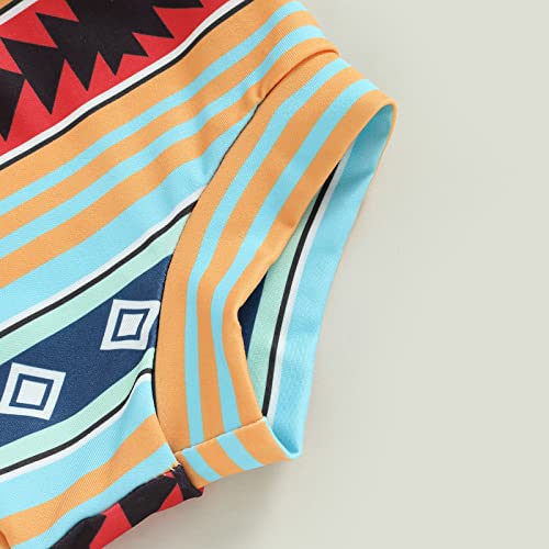 Westem Newborn Infant Baby Girls Clothes Short Sleeve Cow Print Tops Short Pants Headband Toddler Outfits (Dark Blue, 0-3 Months) from MA&BABY