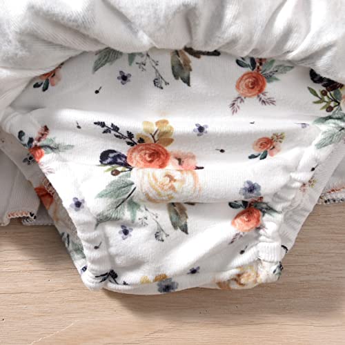 Preemie Baby Girls Summer Clothes Ribbed Short Sleeve Floral Ruffle Bloomer Shorts Premature Spring Outfit Olive Green by 