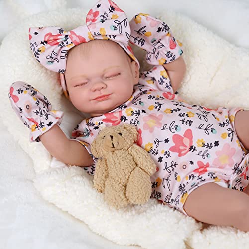 BABESIDE Lifelike Reborn Baby Dolls - 17-Inch Real Baby Feeling Realistic-Newborn Baby Dolls Sweet Smile Sleeping Dolls Girl Handmade Real Life Baby Dolls with Accessories Gift Set for Kids Age 3 + by BABESIDE
