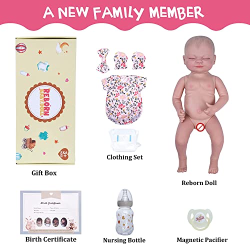 BABESIDE Lifelike Reborn Baby Dolls - 17-Inch Real Baby Feeling Realistic-Newborn Baby Dolls Sweet Smile Sleeping Dolls Girl Handmade Real Life Baby Dolls with Accessories Gift Set for Kids Age 3 + by BABESIDE