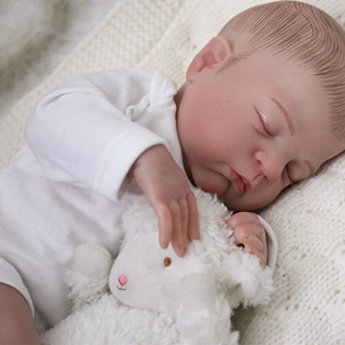 KSBD Reborn Baby Dolls Remi, 18 inch Realistic Newborn Baby Boy Doll, Lifelike Vinyl Reborn Doll with Weighted Cloth Body, Handmade Advanced Painted Gift Set for Kids Age 3+ from KSBD
