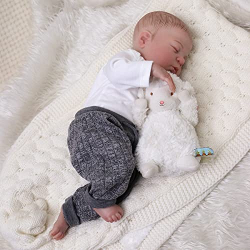 KSBD Reborn Baby Dolls Remi, 18 inch Realistic Newborn Baby Boy Doll, Lifelike Vinyl Reborn Doll with Weighted Cloth Body, Handmade Advanced Painted Gift Set for Kids Age 3+ from KSBD