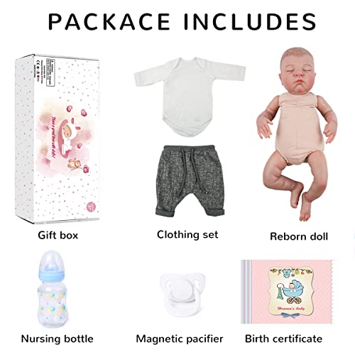 KSBD Reborn Baby Dolls Remi, 18 inch Realistic Newborn Baby Boy Doll, Lifelike Vinyl Reborn Doll with Weighted Cloth Body, Handmade Advanced Painted Gift Set for Kids Age 3+ from KSBD