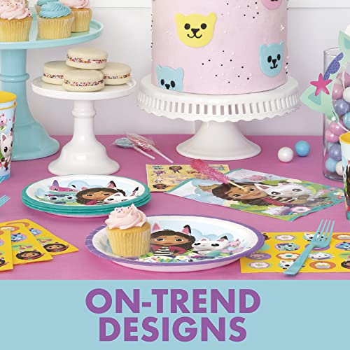 Unique Gabby's Dollhouse Party Supplies | Gabby Dollhouse Party Supplies | Gabby Doll House Party Supplies | Officially Licensed | Banner, Tablecover, Plates, Napkins, Button | Serves 16 Guests from Unique